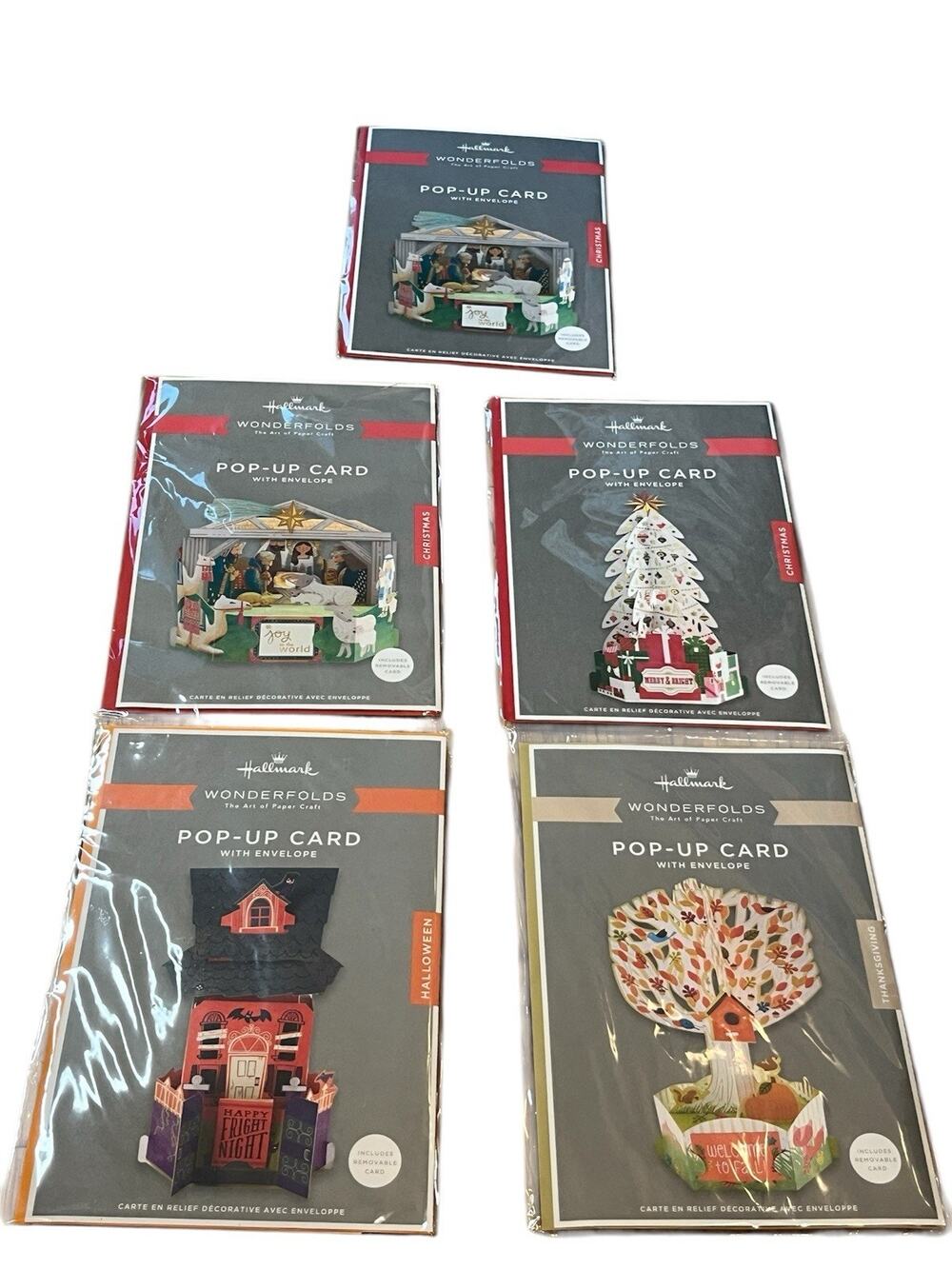 Hallmark Paper Wonder Pop-Up Christmas Halloween Fall Cards Diorama 5 Cards